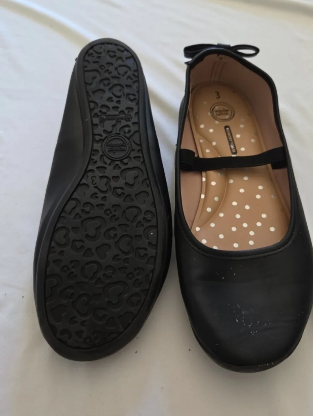 Wonder nation older girl size 3 black flats #AR3
